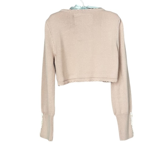 Light Pink Blush Girl’s Knit Open Front Drape Cardigan Korean Brand Cheek 120 4T - Picture 2 of 10